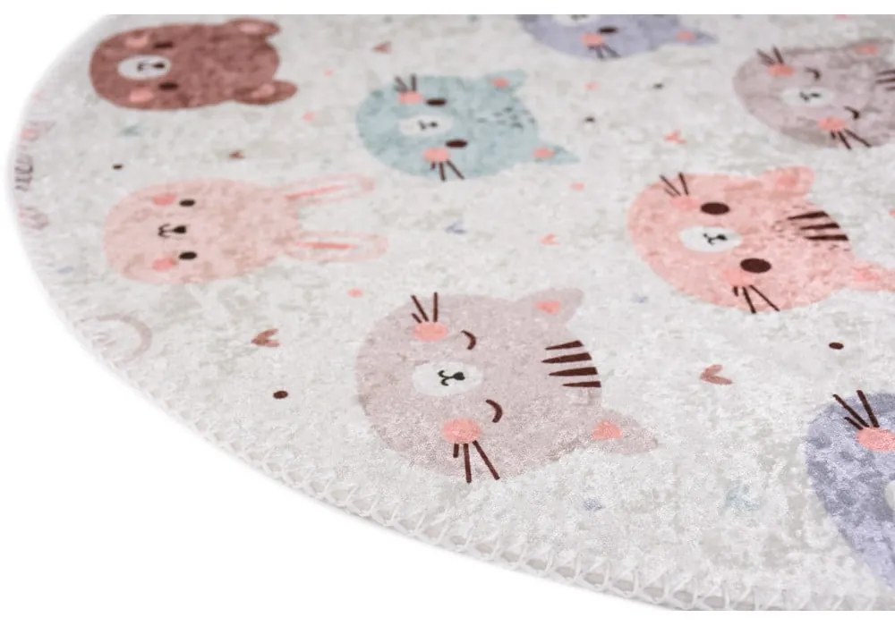 Tappeto per bambini avorio lavabile ø120 cm Cute Animals – Vitaus