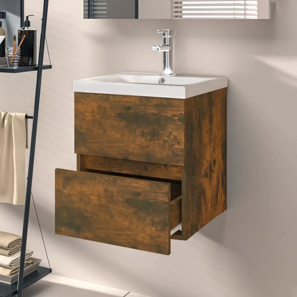 Mobile lavabo rovere fumo 41x38,5x45 cm in legno multistrato