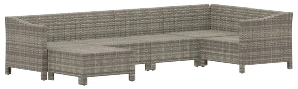 Set divani da giardino 6 pz con cuscini in polyrattan grigio