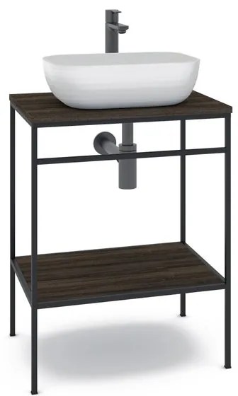 Mobile bagno con lavabo L 60 x H 92 x P 45.5 cm nero per vasca centrale Outline