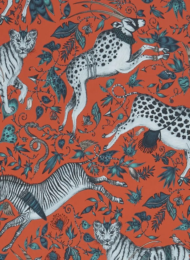 Clarke & Clarke Carta da parati Protea - Coral