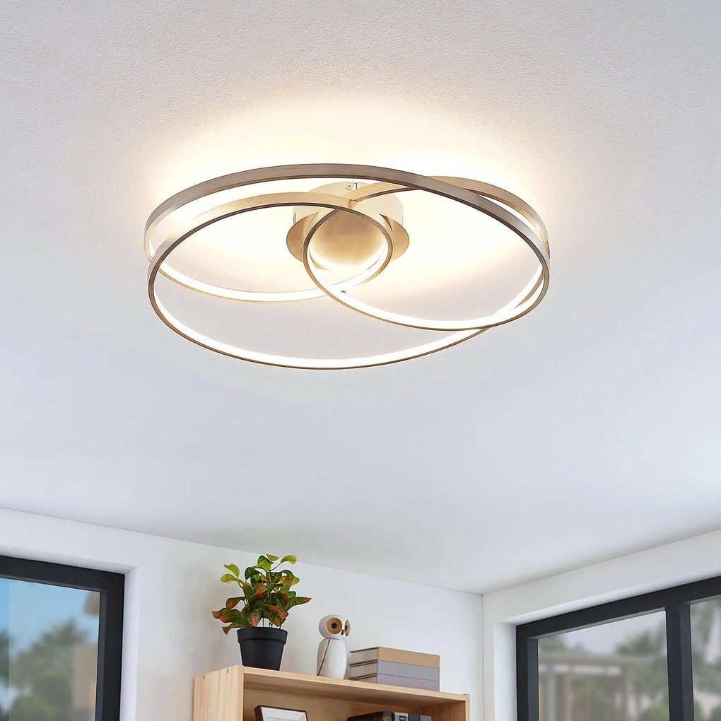 Lindby Plafoniera LED Joline, Ø 60 cm, color nichel, dimmerabile