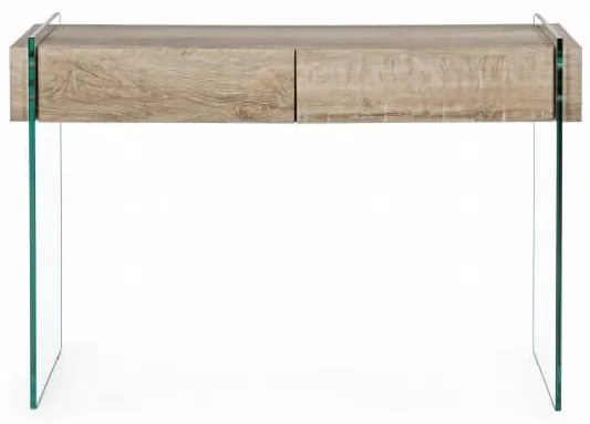 Consolle 2 cassetti KENYA in vetro e legno nobilitato 110X40 cm