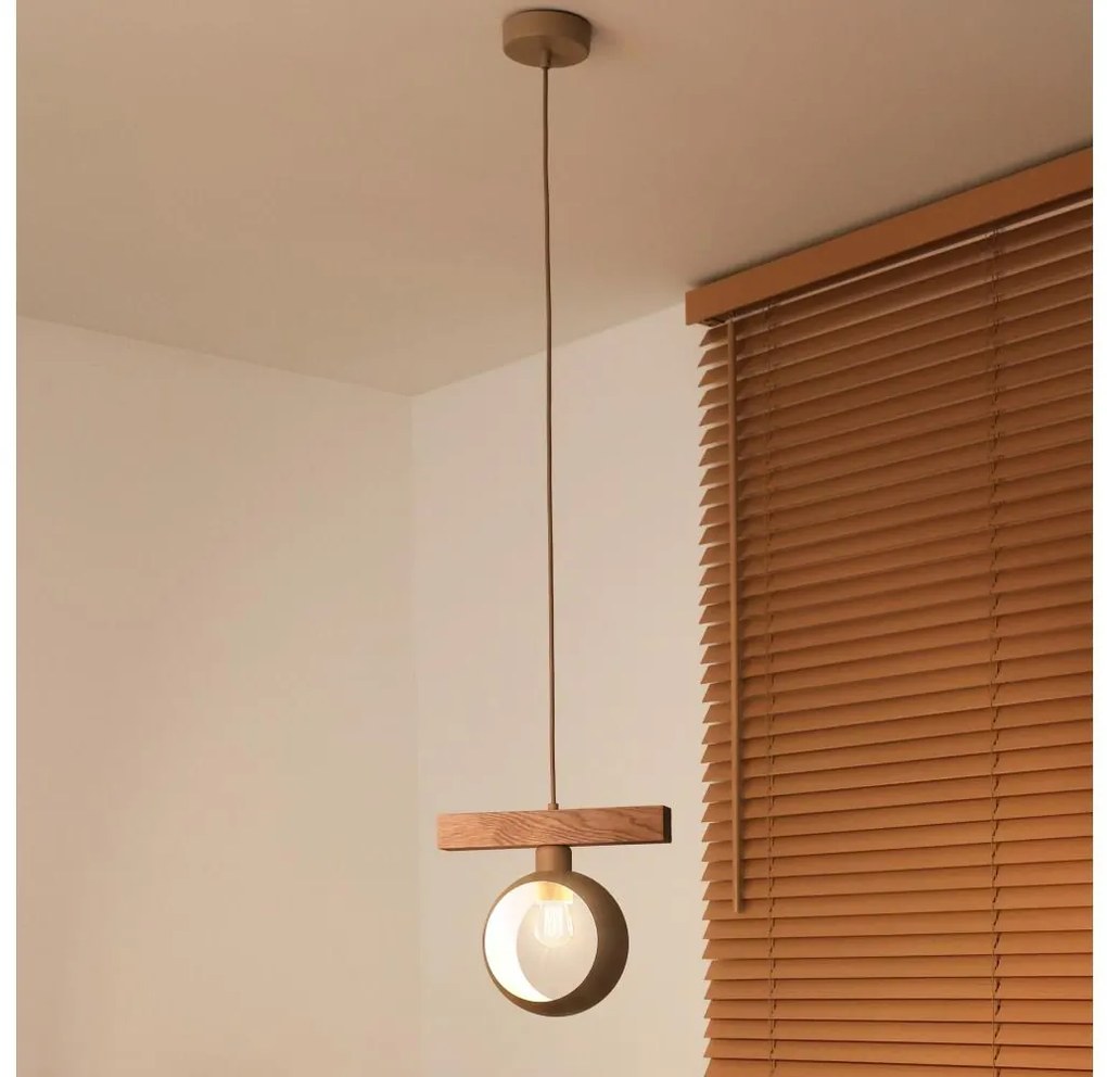 Duolla - Lampadario sospeso su cavo IRONLINE 1xE27/15W/230V pino rovere/beige