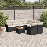 Set Divani da Giardino 9 pz con Cuscini Nero in Polyrattancod mxl 93359