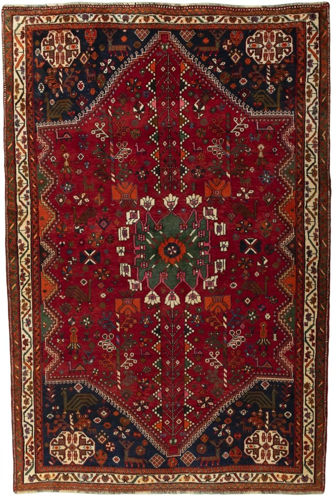 Shiraz Tappeto persiano 160x240 Rosso (Iran) Annodato A Mano
