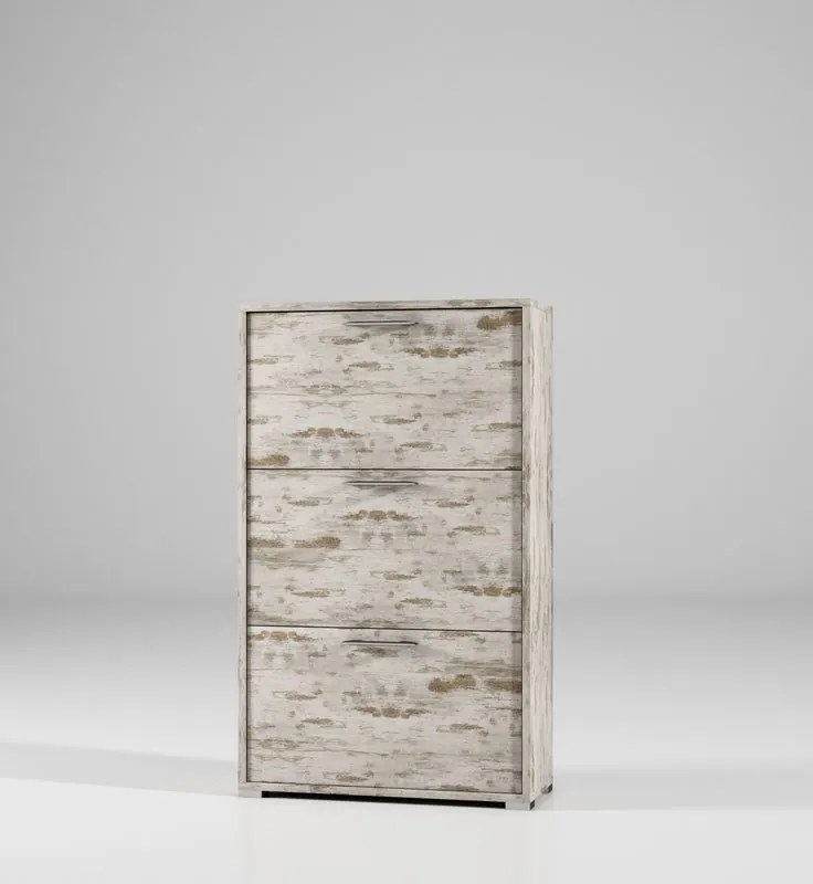 Scarpiera TERRANEO 3 ante apertura a ribalta, doppia profondità L 67 x H 147 x P 28 cm 18 paia, beige