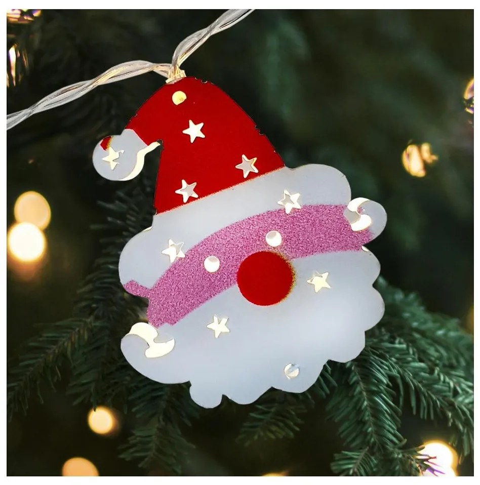 Catena luminosa natalizia per esterni a LED 10xLED/2xAA 1,65 m IP44 bianco caldo santa