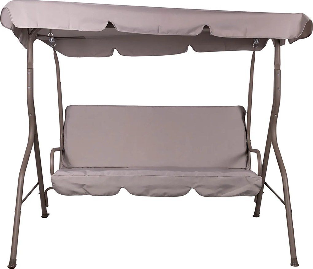 Dondolo da Giardino 3 Posti 170x110x160 cm con Tetto Parasole in Acciaio e Poliestere Tortora...