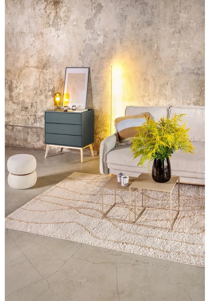 Divano angolare blu allungabile (con penisola a destra) con rivestimento in velluto a coste Tori – Bonami Selection