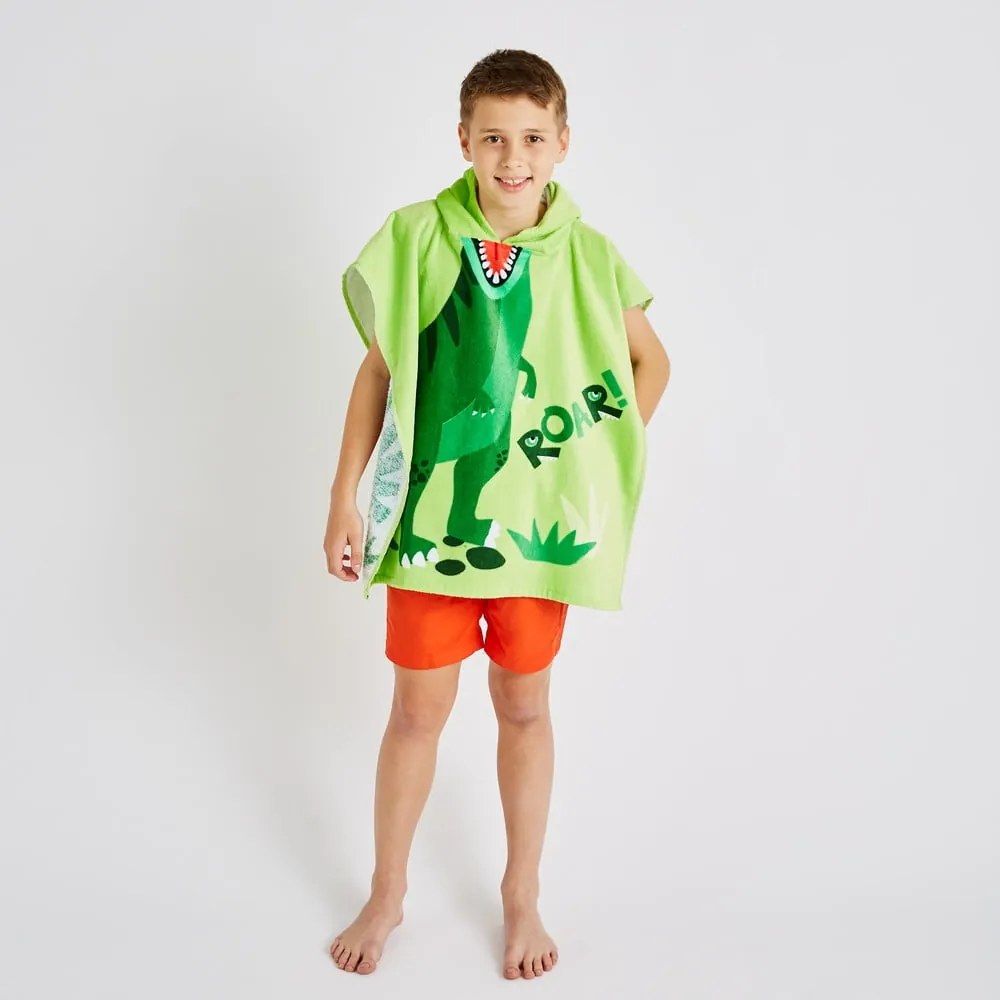 Poncho bambino in cotone verde Dinosaur - Catherine Lansfield