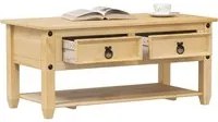 Tavolino con Cassetti Corona 100x48x45cm Legno Massello di Pino 4002773