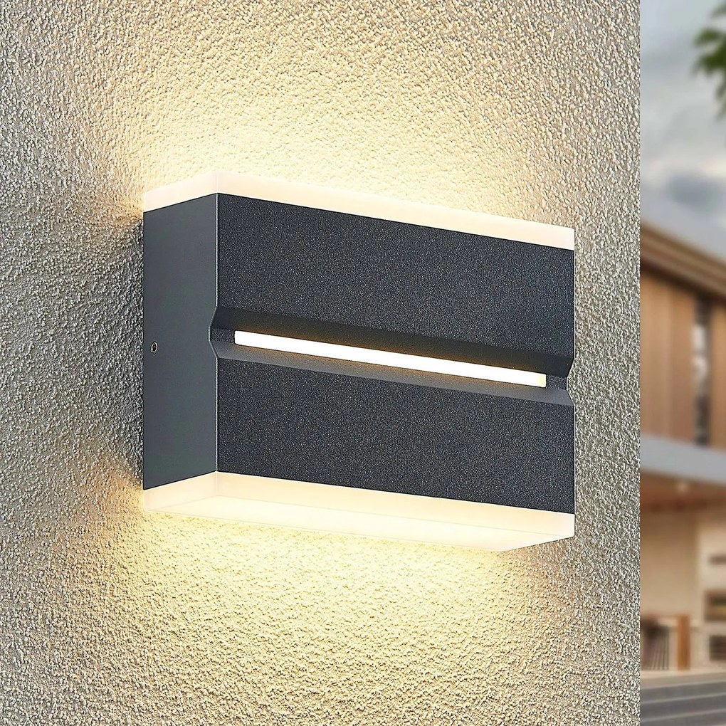 Prios Itarion Applique da esterni LED, paralume bianco opale