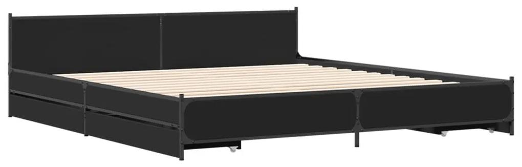 Giroletto con cassetti nero 200x200 cm in legno multistrato