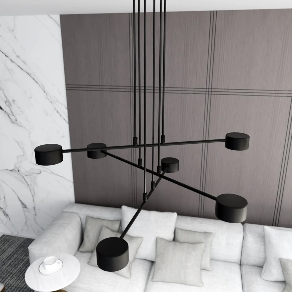 Lampadario a Sospensione in Acciaio GX53 MODUS 6 Nero 6xGX53