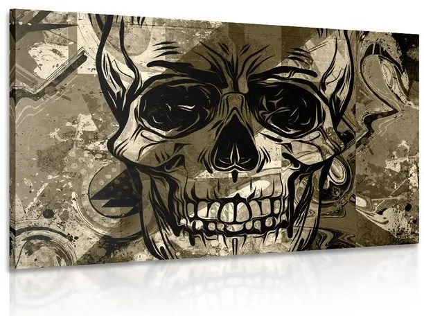 Quadro su tela – Teschio in seppia