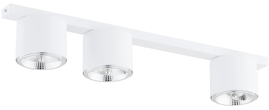 Plafoniera Moderna 3 Luci Faretti Ptah In Acciaio Bianco