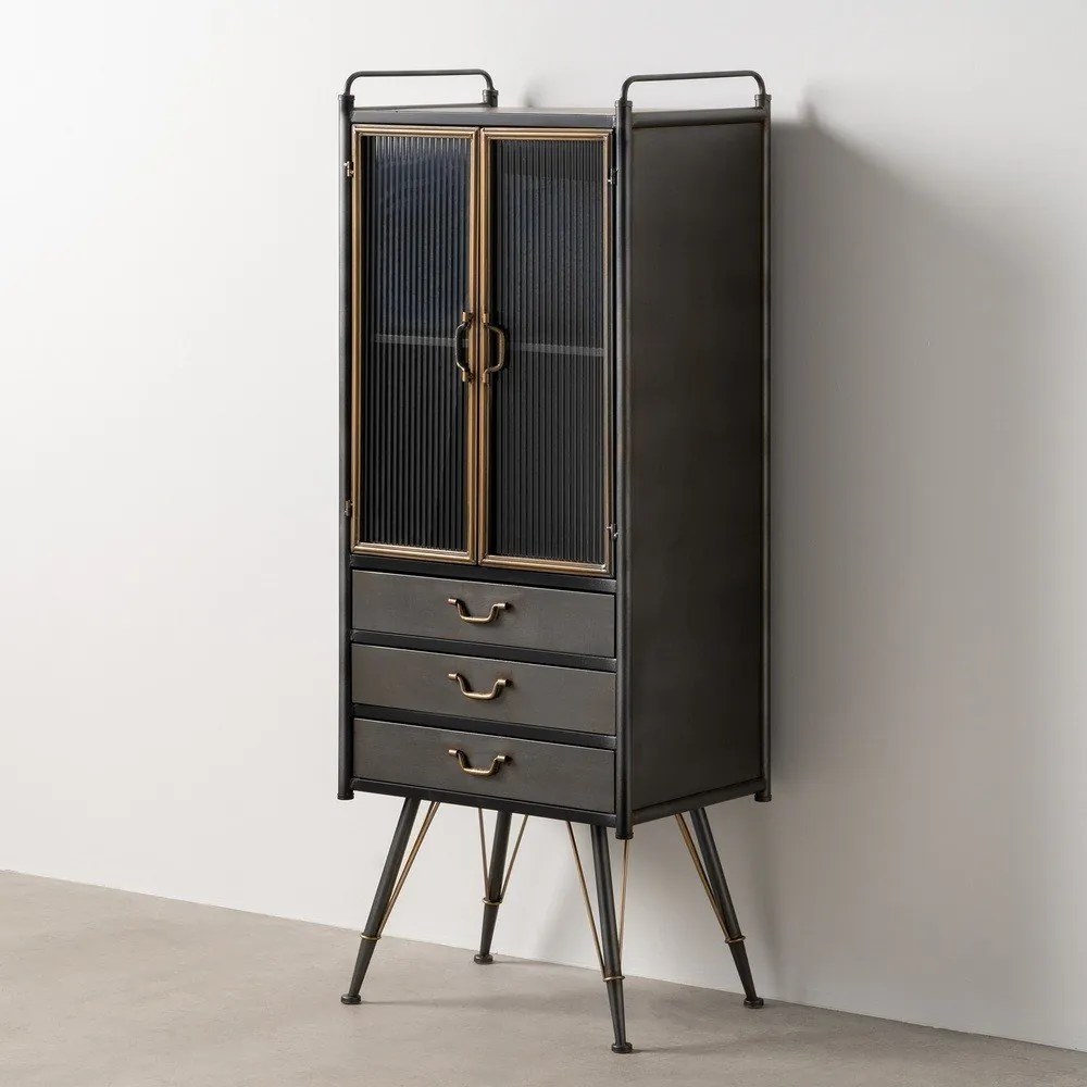 Vetrina in metallo nero 58x150 cm Brick - Ixia