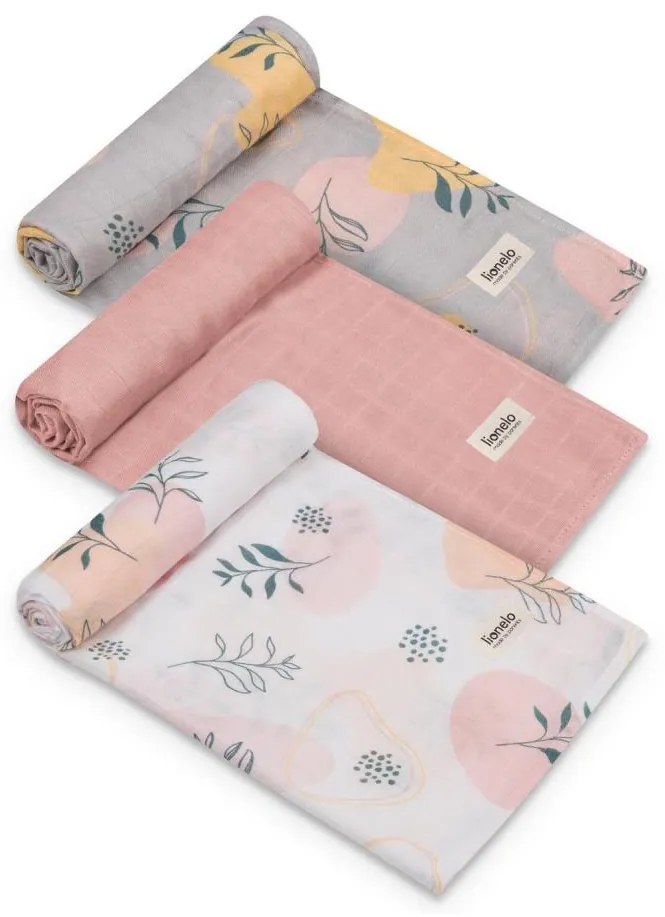 Lionelo - Set da 3 mussole in bambù 70x70 cm Leaf