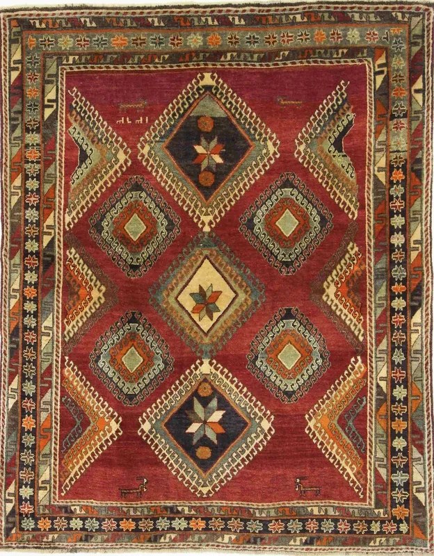 Gashghai Tappeto 230x180 Rosso (Iran) Annodato A Mano