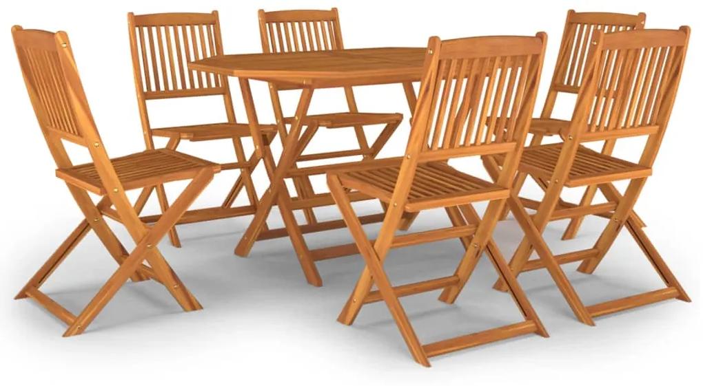 Set mobili da pranzo da giardino 7 pz legno massello di acacia