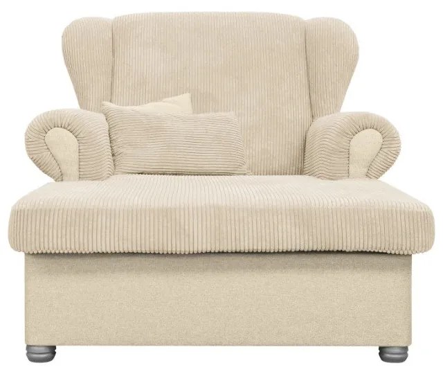 Chaise longue beige con rivestimento in velluto a coste Lord – Ropez