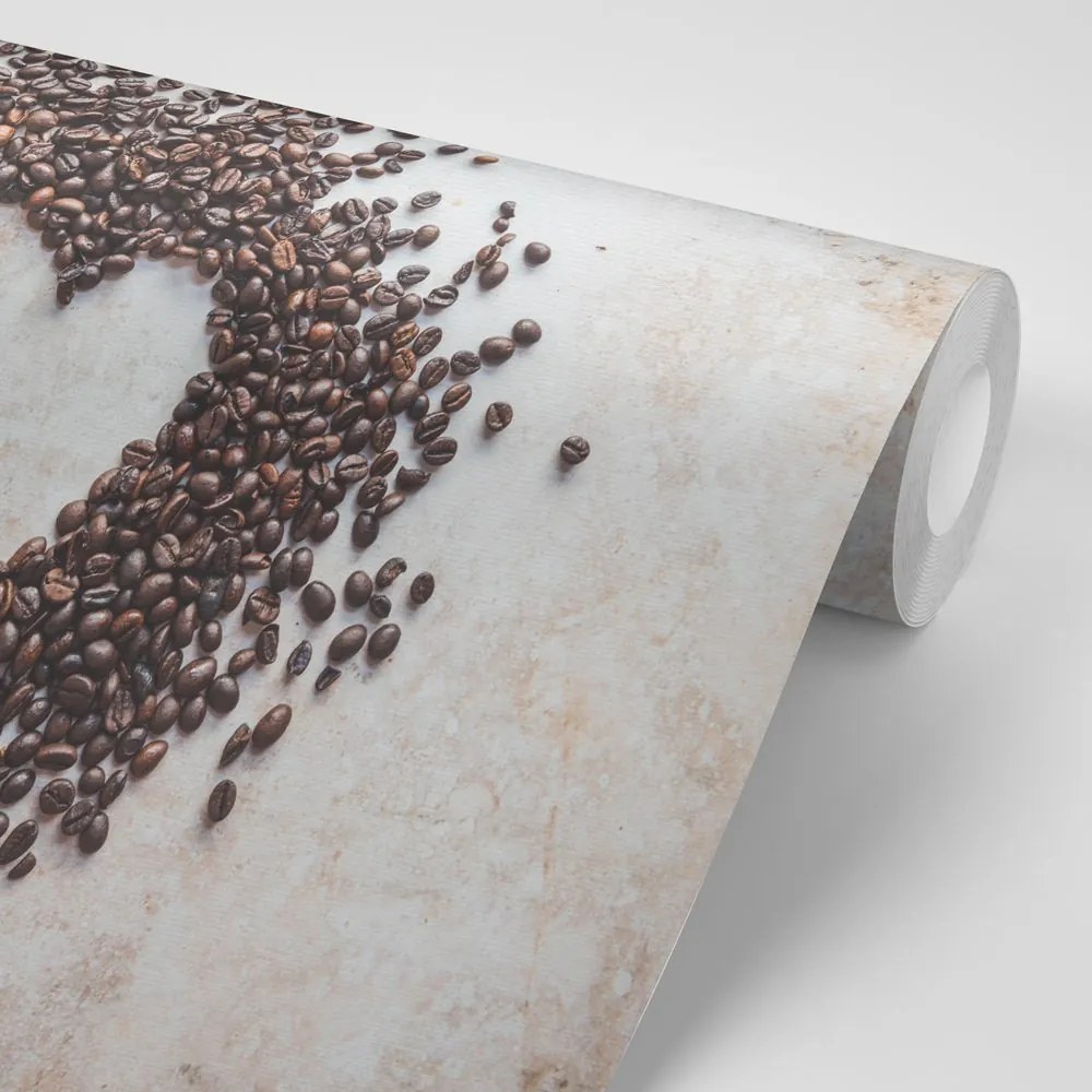 Carta da parati autoadesiva – Cuore di chicchi di caffè