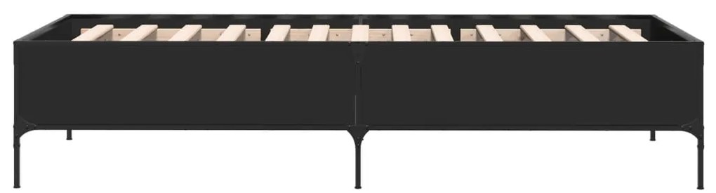 Giroletto nero 90x190 cm in legno multistrato e metallo