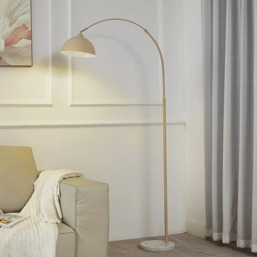 Lindby Lampada da terra Tonka, beige, metallo/marmo, 180 cm, E27