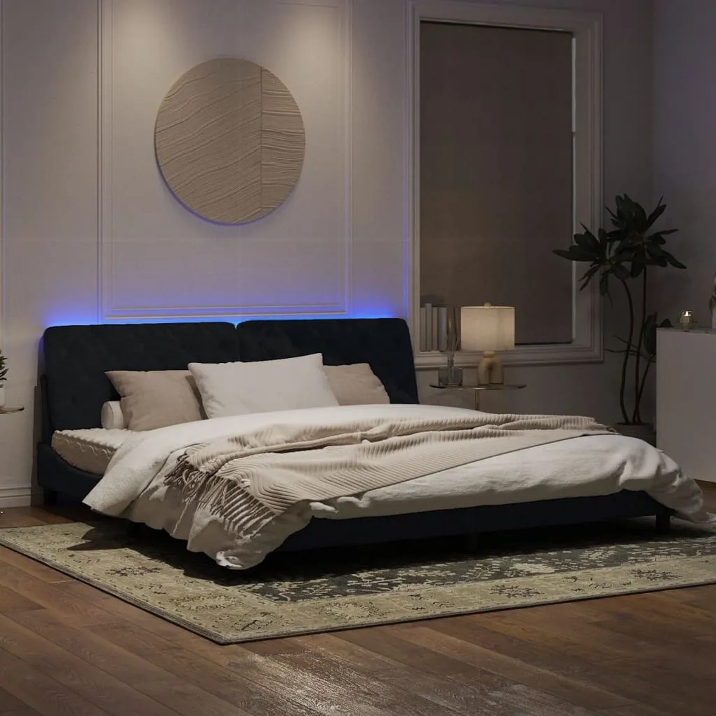 Giroletto con luci led nero 200x200 cm in velluto