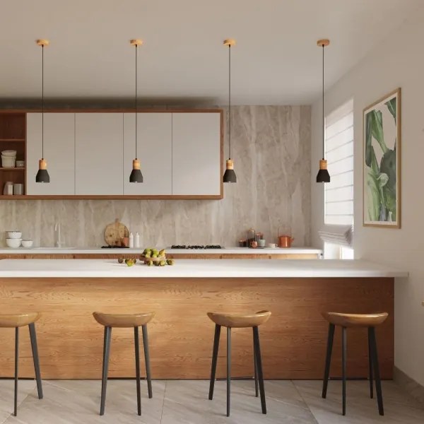 Sollux SL.0963 - Lampadario a sospensione con filo QUBIC 1xE27/60W/230V calcestruzzo/legno nero