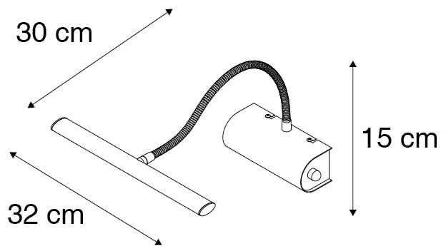 Applique da parete di design nera 32 cm con LED e dimmer - Tableau