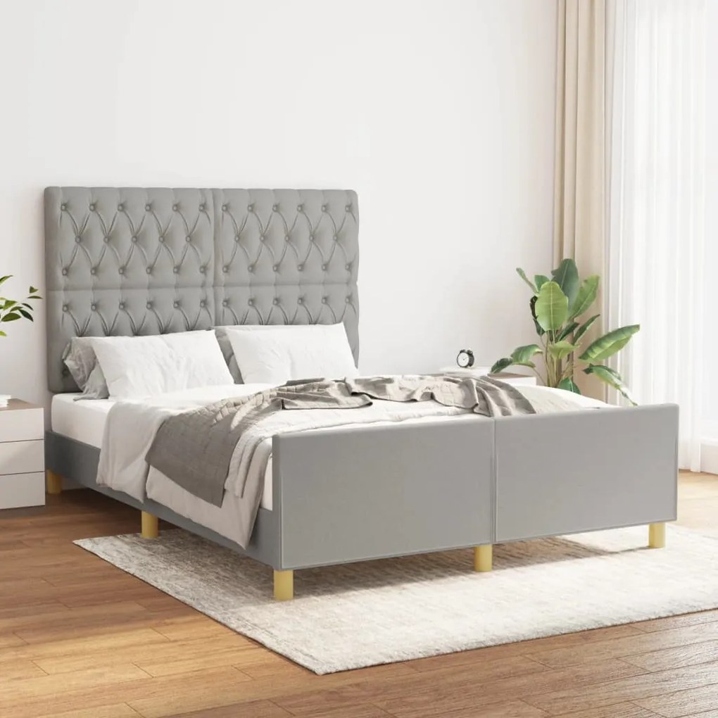 Giroletto Senza Materasso Grigio Chiaro 140x190 Cm Tessuto /