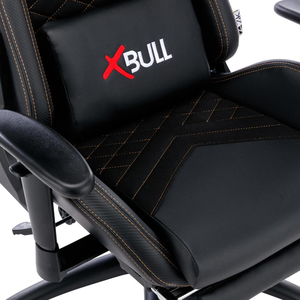 Sedia Gaming X-BULL con Poggiapiedi da Ufficio Computer Reclinabile con Supporto Lombare NERO