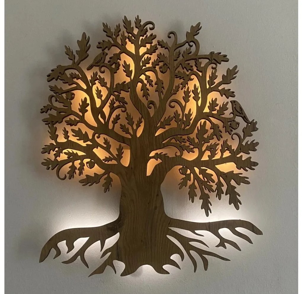 Li-Go 23673/DUB2 - Decorazione da parete LED 10W/5V 20000 mAh 45x55 cm rovere + telecomando