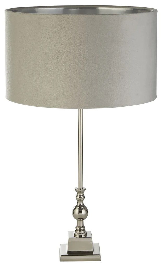 Lampada Scrivania Contemporanea Whitby Metallo Nichel Velluto Grigio 1 Luce E27