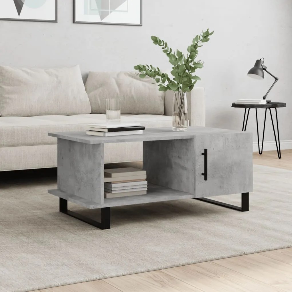 Tavolino Da Salotto Grigio Cemento 90x50x40cm Legno Multistrato /