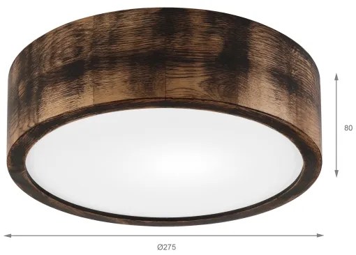 Lampada a soffitto OAK SMOKY 1xE27/15W/230V Ø 27,5 cm rovere marrone scuro