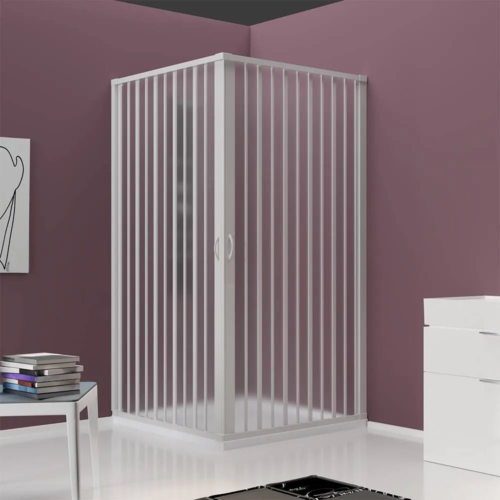 Box doccia angolare 70x70 regolabile reversibile in PVC a soffietto