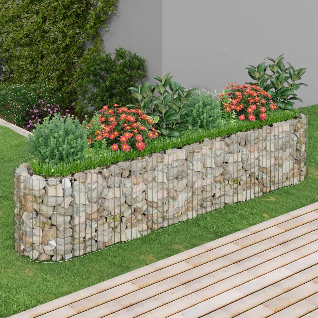 Gabbione Con Letto Rialzato İn Acciaio Zincato 260x50x50 Cm /