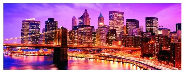 Stampa su tela Ny Violet Skyline, multicolore 60 x 160 cm