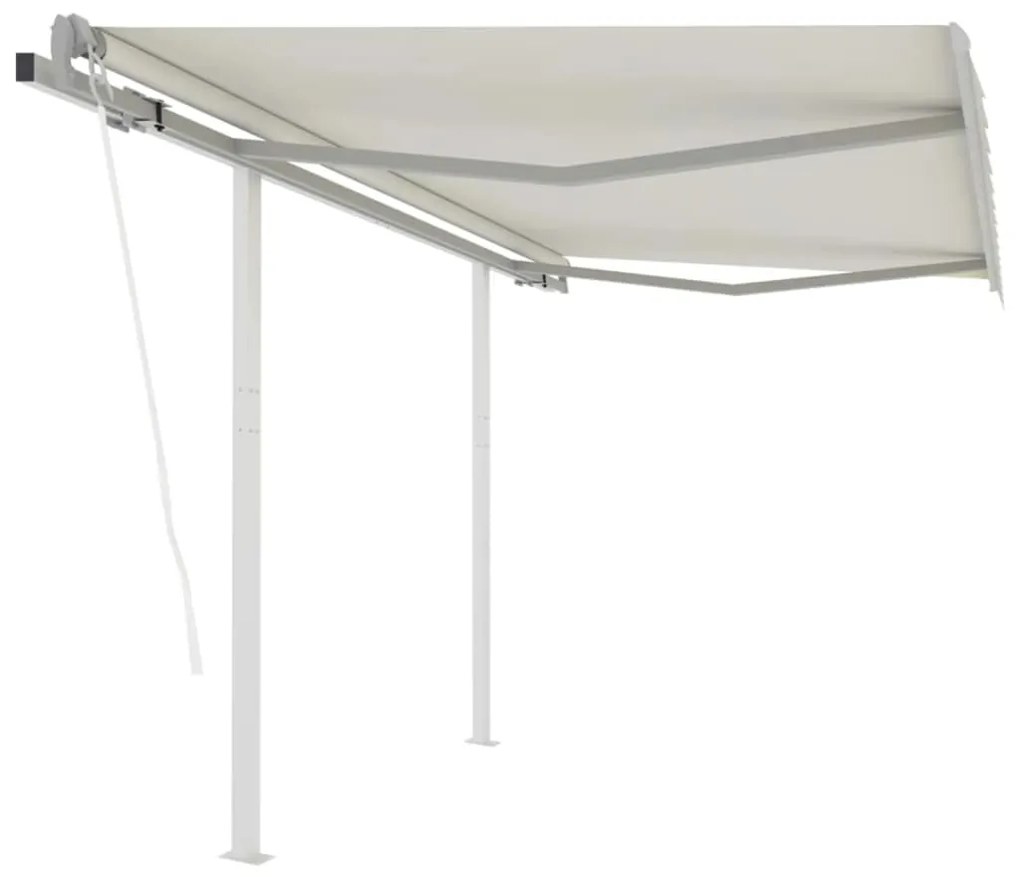 Tenda Da Sole Retrattile Automatica Con Pali 3,5x2,5 M Crema /