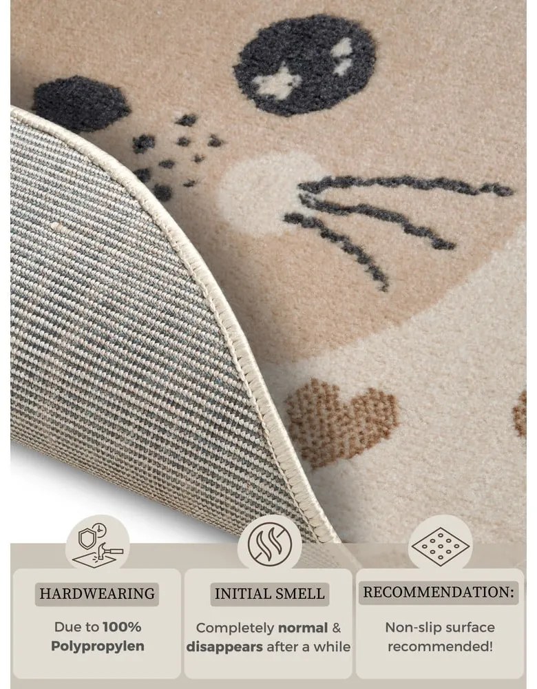 Tappeto beige per bambini ø 140 cm Cat - Hanse Home
