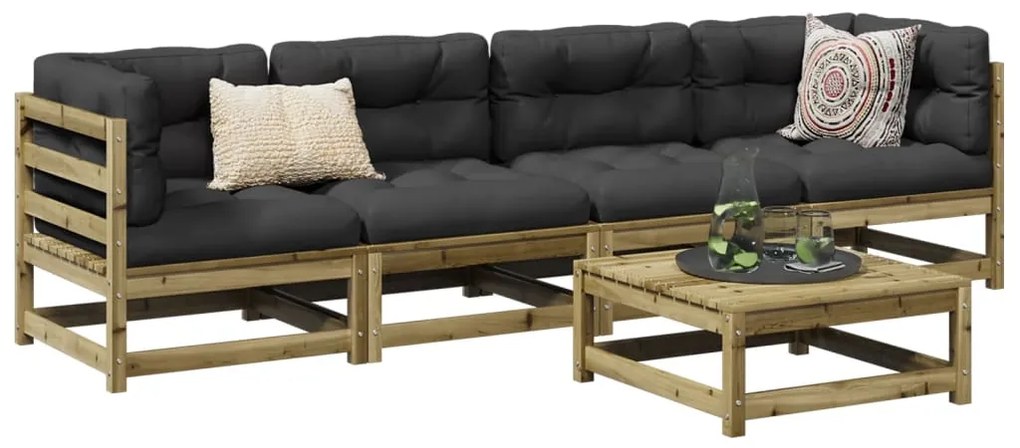 Set divani da giardino 5 pz in legno impregnato di pino