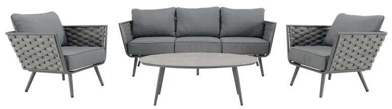 Salotto da giardino per 5 persone antracite Nilo NATERIAL con cuscini in poliestere grigio