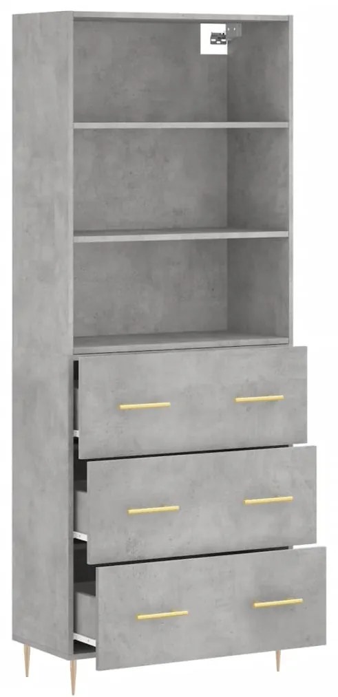 Credenza Grigio Cemento 69,5x34x180 cm in Legno Multistrato