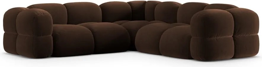 Divano angolare marrone scuro con rivestimento in velluto Loretto – Cosmopolitan Design