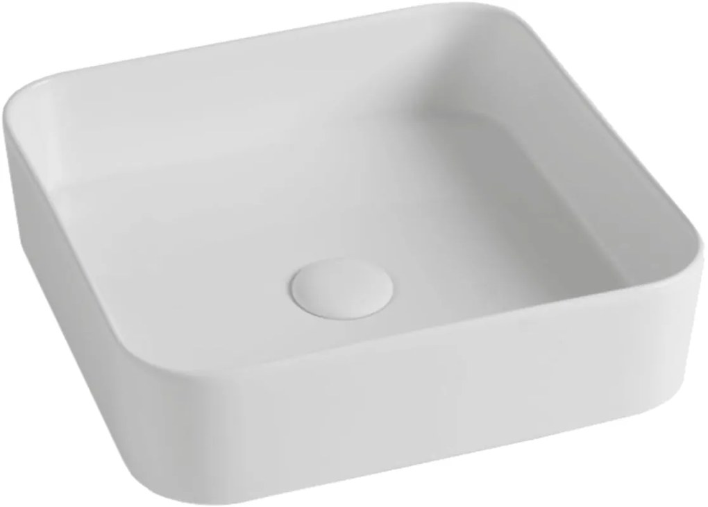 Lavabo da appoggio Smash OLYMPIA CERAMICA quadrato in ceramica L 40 x H 14 x P 20 cm bianco opaco piletta non inclusa