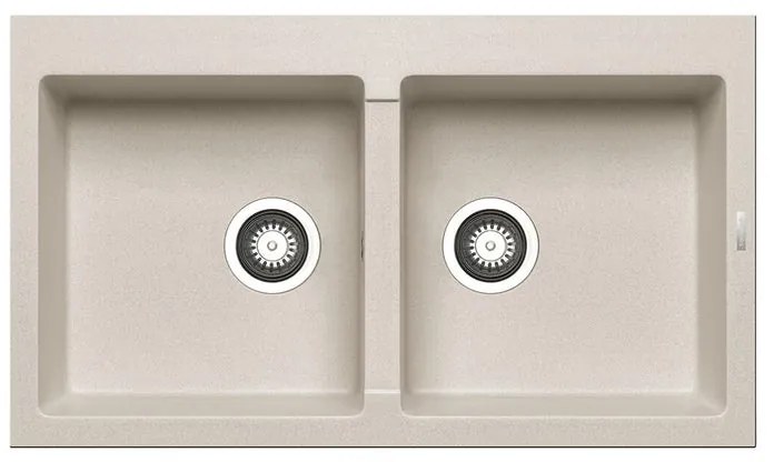 Lavello integrato 2 vasche PYRAMIS Athlos granito L 50 x L 86 cm beige