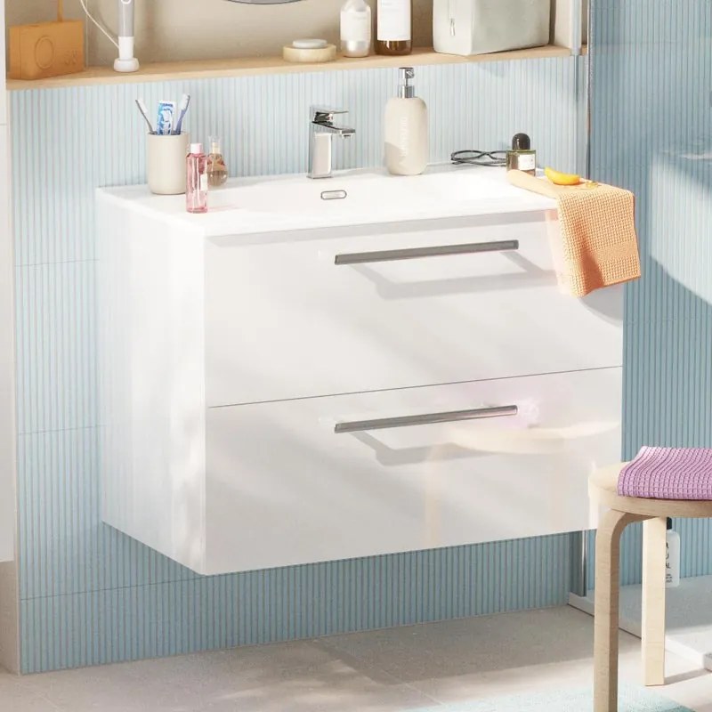 Base sospesa Remix 2 cassetti, L80 X P45 X H57.7 cm bianco lucido